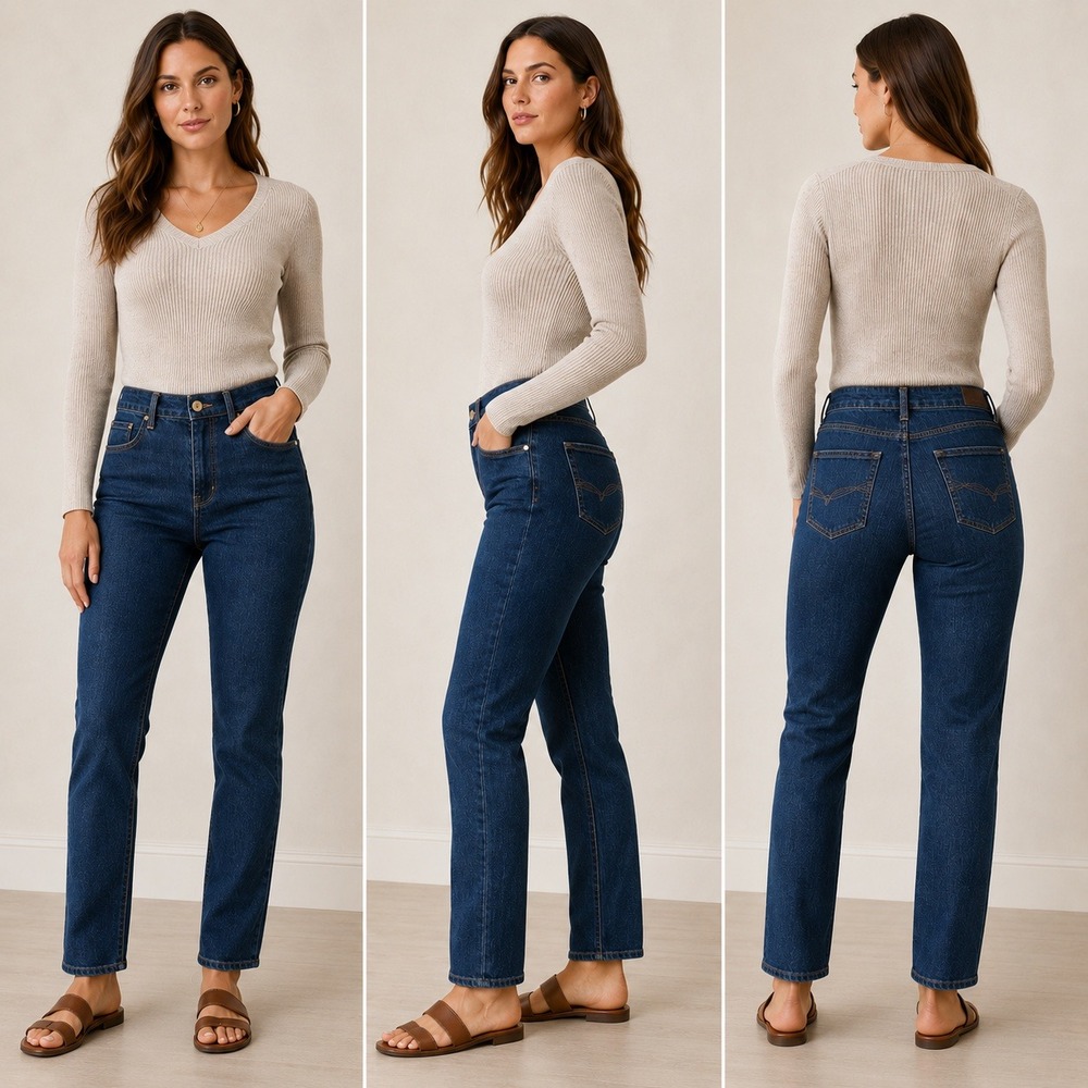 Natural Reflections Womens 10A Straight Leg Jeans Blue Denim Stretch Classic Mom